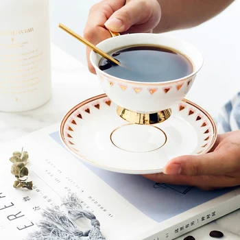 

Cup Saucer with Spoon Reataurant Table Cups Personalized Heart Porcelain for Flower Tea Coffee Latte Party Wedding Birthday Gift