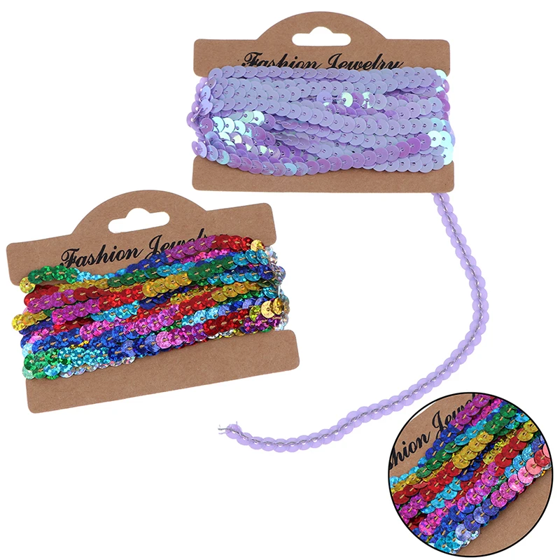 6mm 5yards/Lot Colorful Loose Round Flat Sequins Laser Giltter Paillettes Sequins For Crafts Sewing Cloth Accessory Sequin Trim