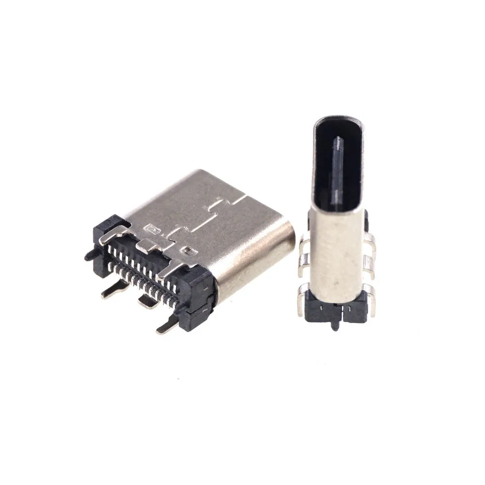 

50 Pcs USB 3.1 Type C Connector 24 Pin Female Socket Receptacle Surface Mount Straight Vertical PCB SMT Board Guide 9.3MM Height
