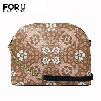 

Polynesian Turtle Plumeria Printed Women Fashion Zipper Shell Bag Ladies Pu Leather Messenger Bag Female Chain Crossbody Bag