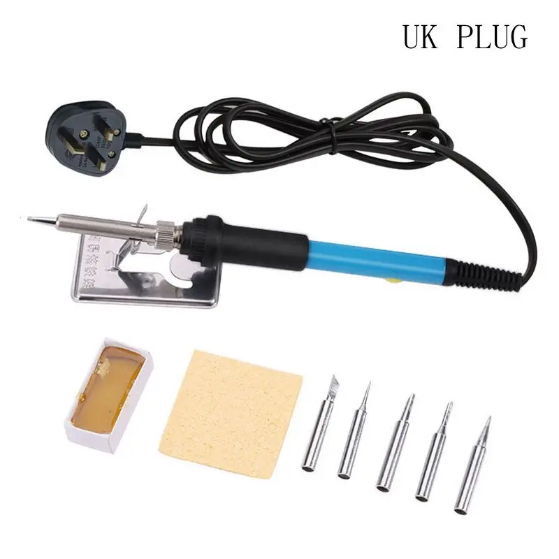 UK PLUG Urijk 60 Вт 110 В 220 в сварочный паяльник с регулируемой температурой Электрический паяльник паяльная станция термокарандаш сварочный инструмент для ремонта - Цвет: UK PLUG