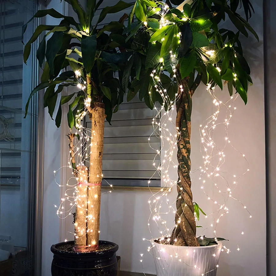 BEIAIDI 10/30 ветви светодиодный Сказочный лоз светящаяся гирлянда Свадебная Рождественская елка ветка медная Фея свет с адаптером