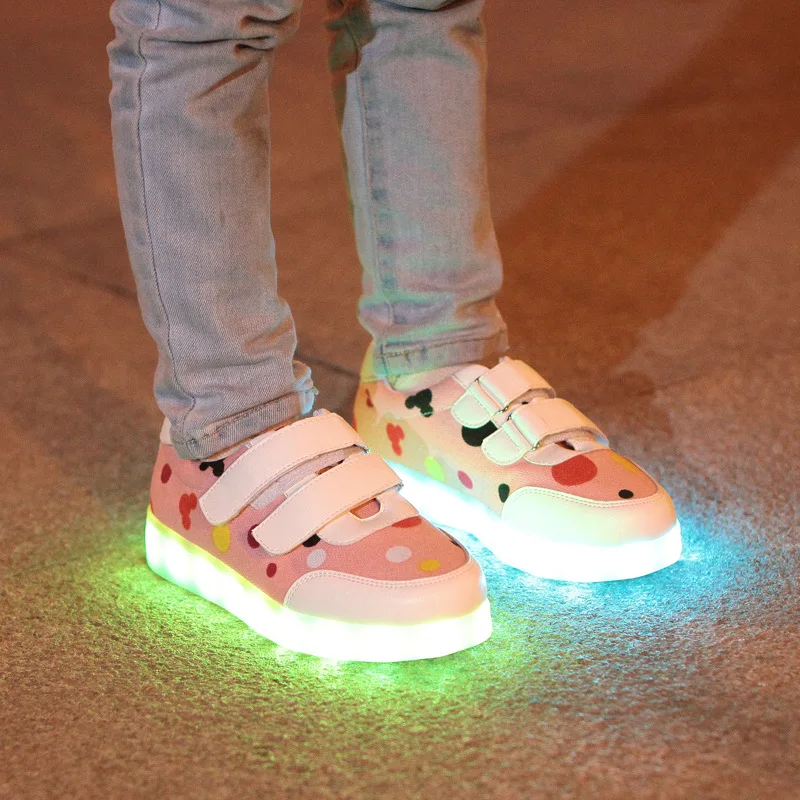 Size 25-35 LED Shoes for Kids Girls Boys USB Charge Glowing Lighted Shoes Kids Shoes with Lights Luminous Sneakers for Children
