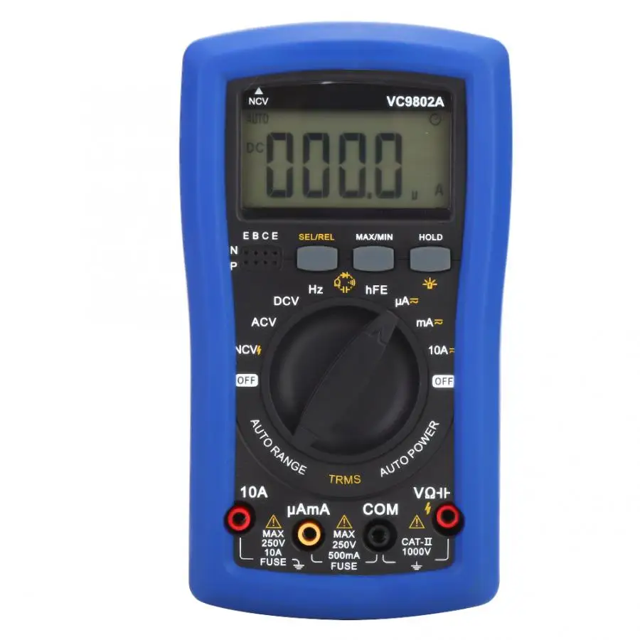 VC9802A цифровой функциональный автоматический мультиметр диапазон DC/тестер переменного тока цифровой мультиметр