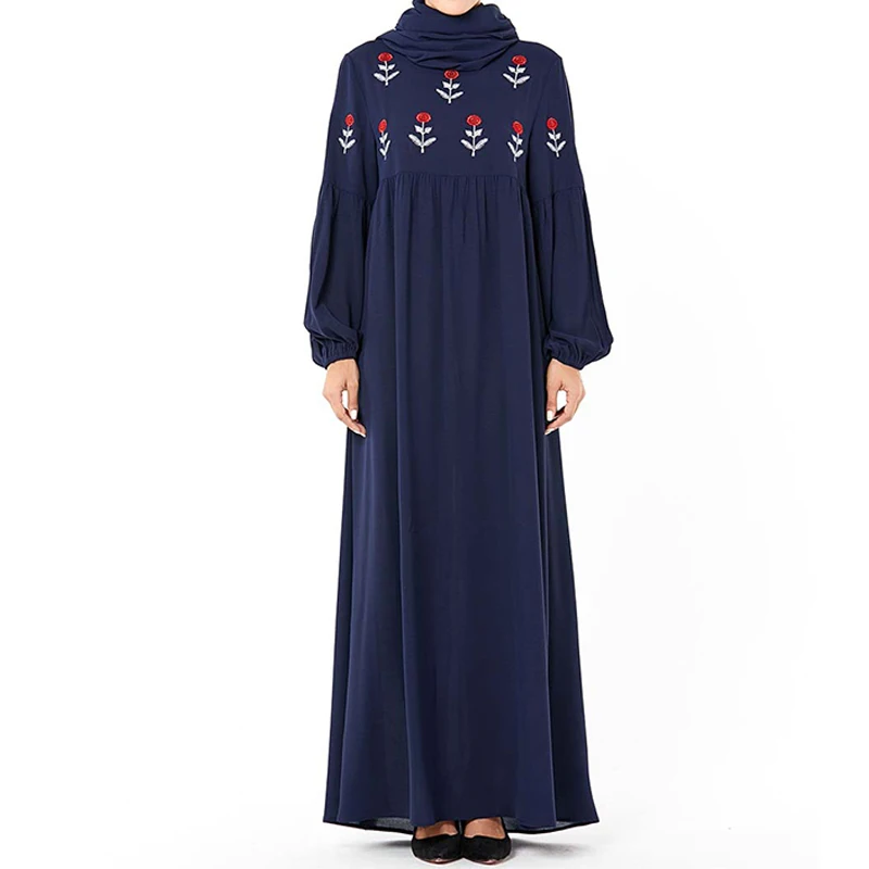 dark blue dress Зеленая Арабская одежда Дубай мусульманский хиджаб платье восточный женский халат для женщин турецкие платья Caftan Grote Maten Dames Kleding Baju мусульманский - Цвет: dark blue dress