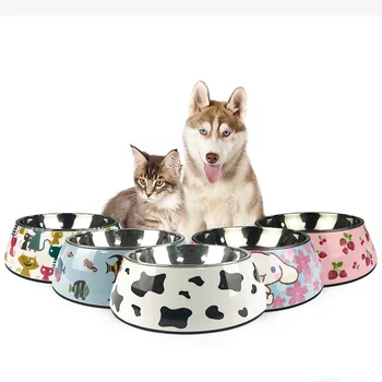 

Hot selling removable melamine and tainess steel pet bowl Dog & Cat bowls