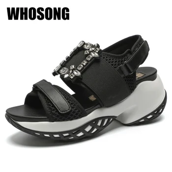 

Summer Women Sandals Thick Bottom Sandals Woman Platform Flats Ladies Rhinestone Shoes Female Brand Sandals Zapatos De Mujer New