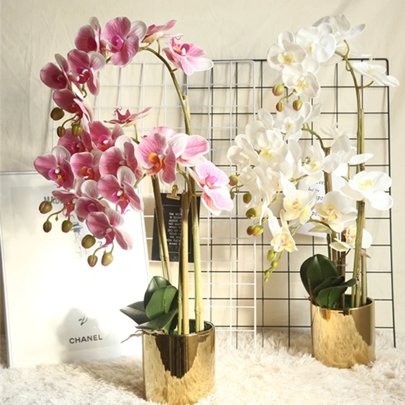 Grande látex 3d impressão orquídeas flores artificiais brancas mão sentir  simulação flor orquídea para casa decoração de casamento flores|Flores  secas artificiais| - AliExpress