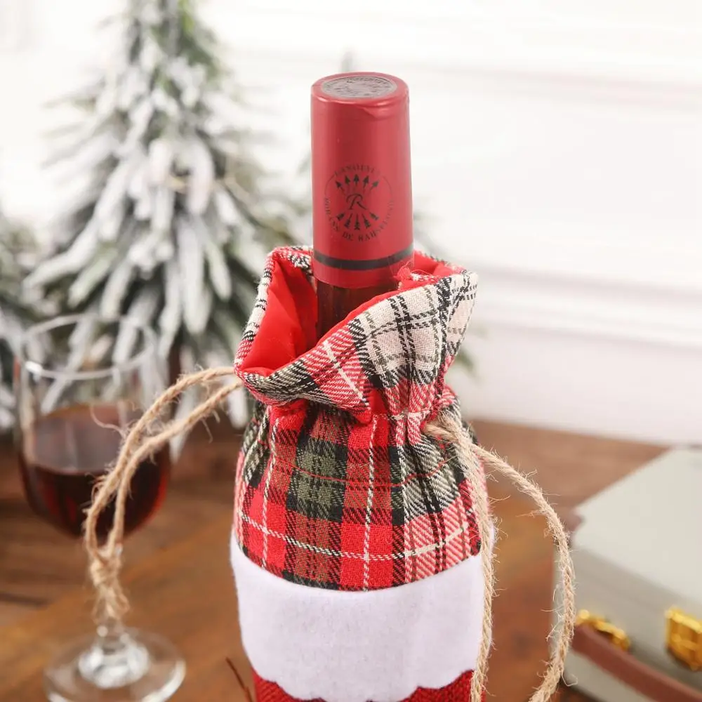 Рождественская Крышка для бутылки вина, сумка для вина с вышивкой, набор для бутылки вина, принадлежности для украшения стола, рождественские детали, сумки longchampagn