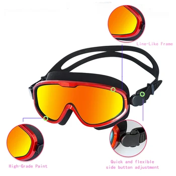 

Swimming Goggles Streamlined Design Glass Leakproof Anti Fog UV Protection with Silicone Nose Bride for Adult Men Women