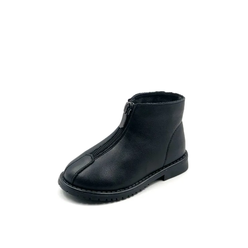Boots for Toddler Girl Genuine Leather Children Boots Front Zipper Girls Martin Boots Soft Leather Kids Princess Shoes