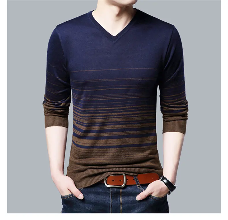 Sweater Men Autumn Winter Warm Mens Knitted Wool Sweaters Solid Color Casual O-Neck Pull Homme Cotton Pullover Men
