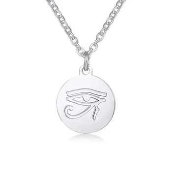 

JHSL The Eye of Horus Necklaces Stainless Steel Round Coin Pendant for Men Silver Gold Color Fashion Jewelry