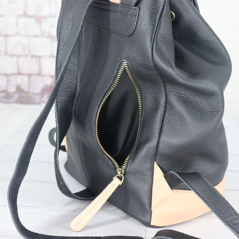 Fashion Backpack Women High Quality School Bags For Teenager Girls Tassel Design Patchwork Daily Travel Backpack Genuine Leather