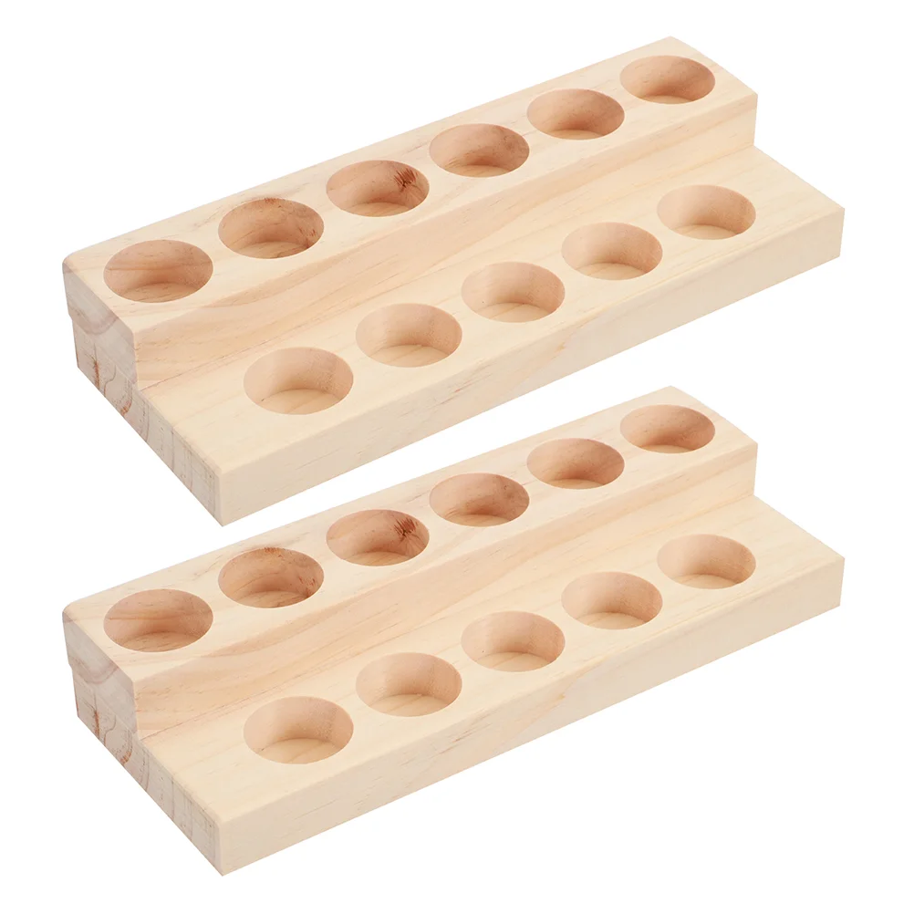 2pcs Retail Stores Wood Essential Oil Bottle Storage Box Display Case Stands 