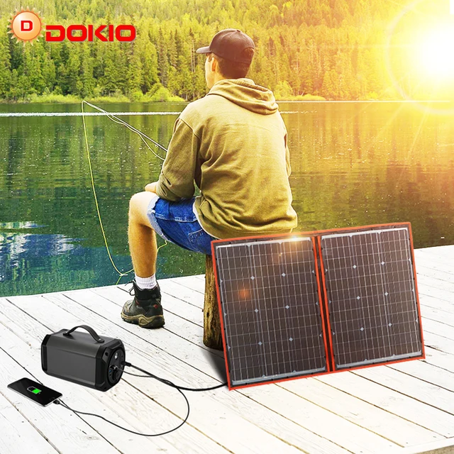Dokio 100W (55Wx2Pcs) 18V Flexible Black Solar Panels China Foldable 12 Volt Controller 100 Watt Panels Solar 1
