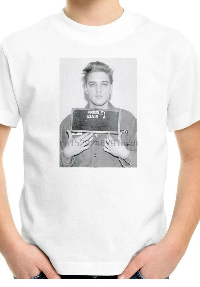Футболка для мальчиков и девочек Elvis Aaron Presley Mugshot King Of Rock 80 из тюрьмы 909 | Мужская