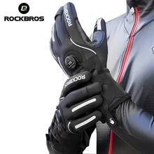 ROCKBROS перчатки для велоспорта, велосипедные перчатки, светоотражающие перчатки для сенсорного экрана, теплые перчатки для езды на велосипеде, водоотталкивающие перчатки для горного велосипеда