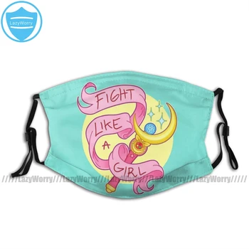 

Sailor Moon Mouth Face Mask Fight Like A Girl Facial Mask Funny Fashion with 2 Filters for Adult
