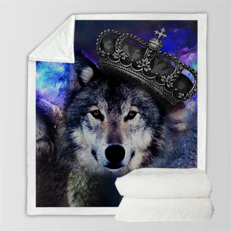 

Double layer wolf throw blanket sofa faux fur throw blanket Office nap blanket fleece blankets and throws bedding
