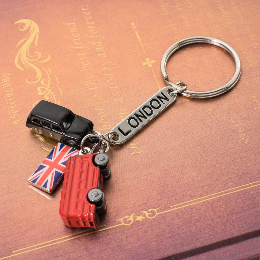 Vicney Fashion London Lettering список брелок Лондон красный и черный такси британский флаг сувенирный подарок для брелока кольцо для ключей