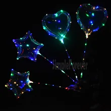 Bobo воздушный шар с прозрачными сердечками и звездами со светодиодной полосой, светящиеся светодиодные воздушные шары для свадьбы, дня рождения, украшения для вечеринки, 50 шт