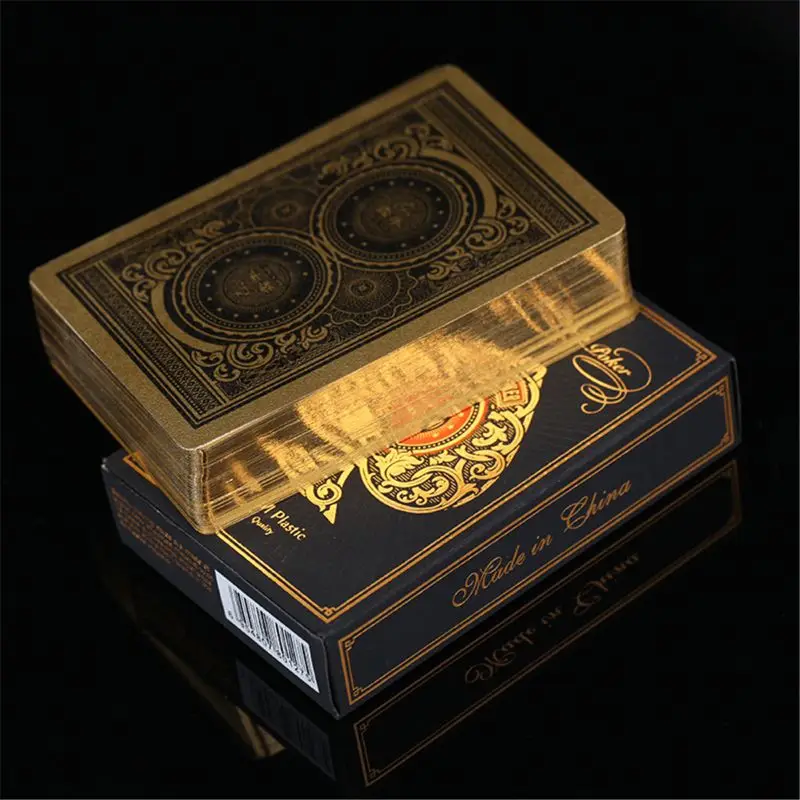 

Golden Rim Poker Cards Plastic Playing Cards Gold Poker Texas Hold'em Banker PVC Waterproof Upscale Gambing Poker Parts Y51E
