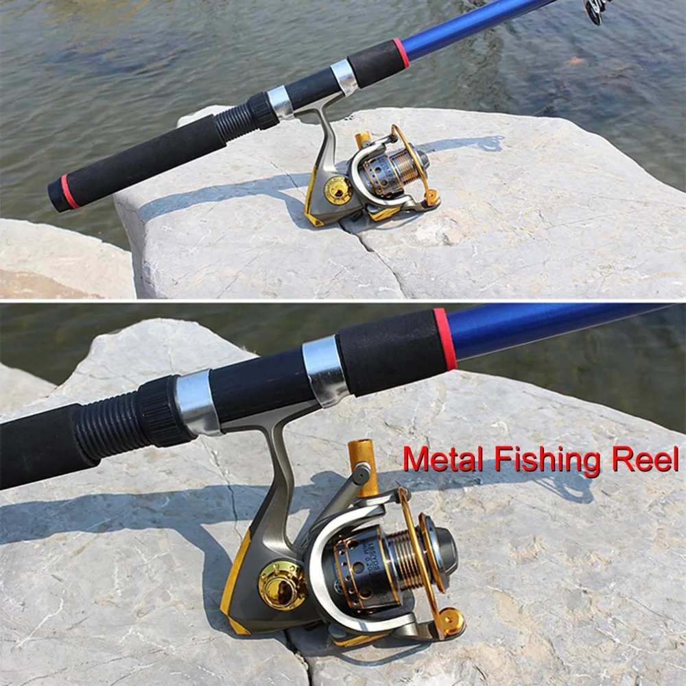 OUTAD 2.4M/2.7M/3M Fiberglass Telescopic Fishing Rod Combo Set Folding Fishing Pole With 200 Fishing Reel Fishing Tools Kits