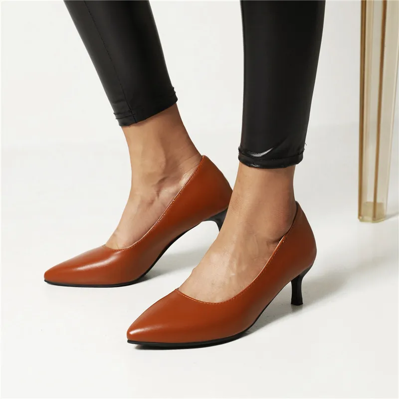 

YQBTDL 2024 spring Retro Concise Pointed Toed Pumps Women's 5cm Thin Heels Slip-on Shallow Dress Shoes Drop Shipping Size 34-45