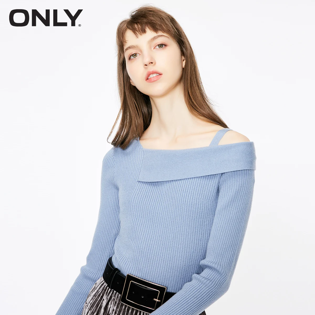 Только Осень с открытыми плечами стрейч тонкий свитер | 118424507 - Цвет: FADED DENIM
