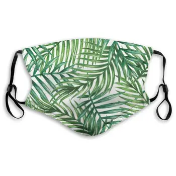 

Tropical Palm Tree Leaves Watercolor Printed Dust Mouth Mask With Replaceable Filter, Reusable Breathable Mask For Women And Men