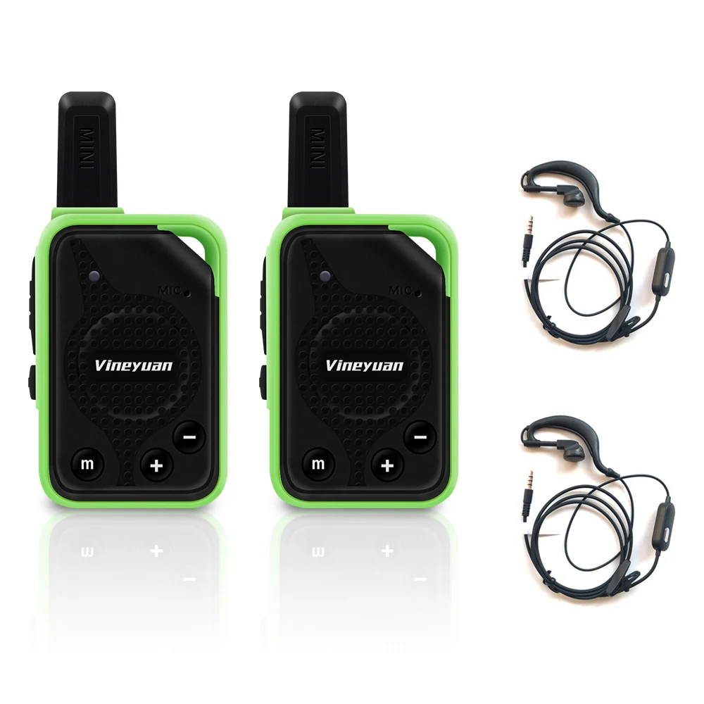 Green 1 пара Vineyuan супер мини рация детские подарки игрушки двухстороннее радио 16 каналов CB коммуникатор сканер с наушником - Цвет: Green