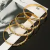 Trendy 4pcs Dubai Bangles for Women Men Gold Color Wide Bracelets African Ethiopia Jewelry 1