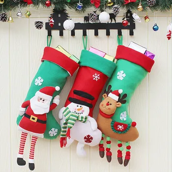 

New 24*51*21cm Santa Claus/Elk/Snowman Christmas Stocking Children's Candy Gift Bag Christmas Tree Hanging Decoration New Year's