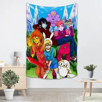 

New Adventure Time Tapestry Wall Cloth Gothic Decor Home Apartment Decoration Fabric Tapestries Camping Tent Travel Sleeping Pad