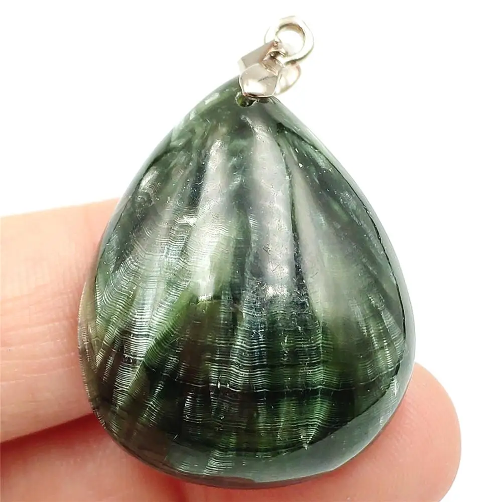 

Top Quality Natural Green Seraphinite Necklace Pendant Reiki Stone 31x25x11mm Women Men Oval Shape Crystal Fashion Healing AAAAA
