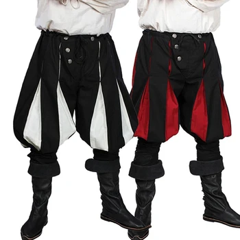 

Cosplay Medieval Costume For Men Western Style Spliced Loose Pant Gothic Fashion Pant Men Medieval Loose Stage Costume Pant
