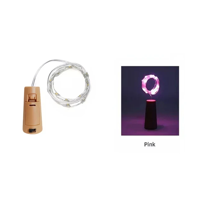 20LED LED wine bottle cork string lights holiday decoration garland wine bottle fairy lights Christmas copper wire string lights Pink