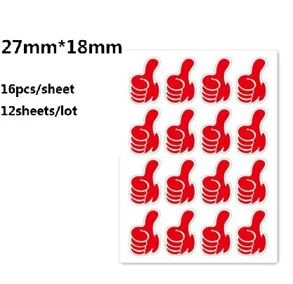 12Sheet-Red-27x18mm 4 размера Thumbs OK наклейка Водонепроницаемая самоклейка на окна детские наклейки "Дайте как" наклейки s учительские наклейки-награды 12 листов/упаковка - Цвет: 12Sheet-Red-27x18mm