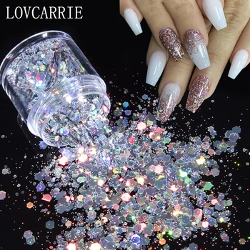 

LOVCARRIE 1 Box Mix Nail Glitter Powder Flakes Holo Shine Ultra Thin Pigment Nail Art Paillette Sequins for Nailart Decorations