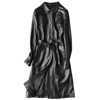 

Women's Fur Coat Real Genuine Leather Jacket Women Clothes 2020 Sheepskin Coat Spring Korean Vintage Long Trench Coats ZT2305