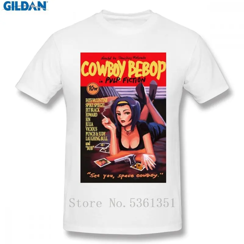 Japanese Anime Cowboy Bebop Faye Valentine T Shirt Men's Quality Unique Graphic Organic Design Tee 100% Cotton |
