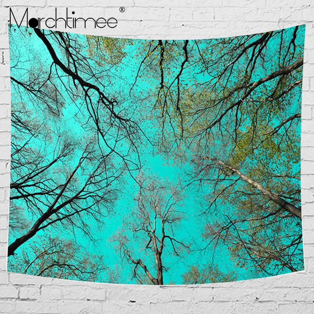 

Green Wall Tapestry Tree Branch Forest Psychedelic Carpet Wall Cloth Tapestries Blue Sky Hippie Jungle Mandala Tapiz Landscape