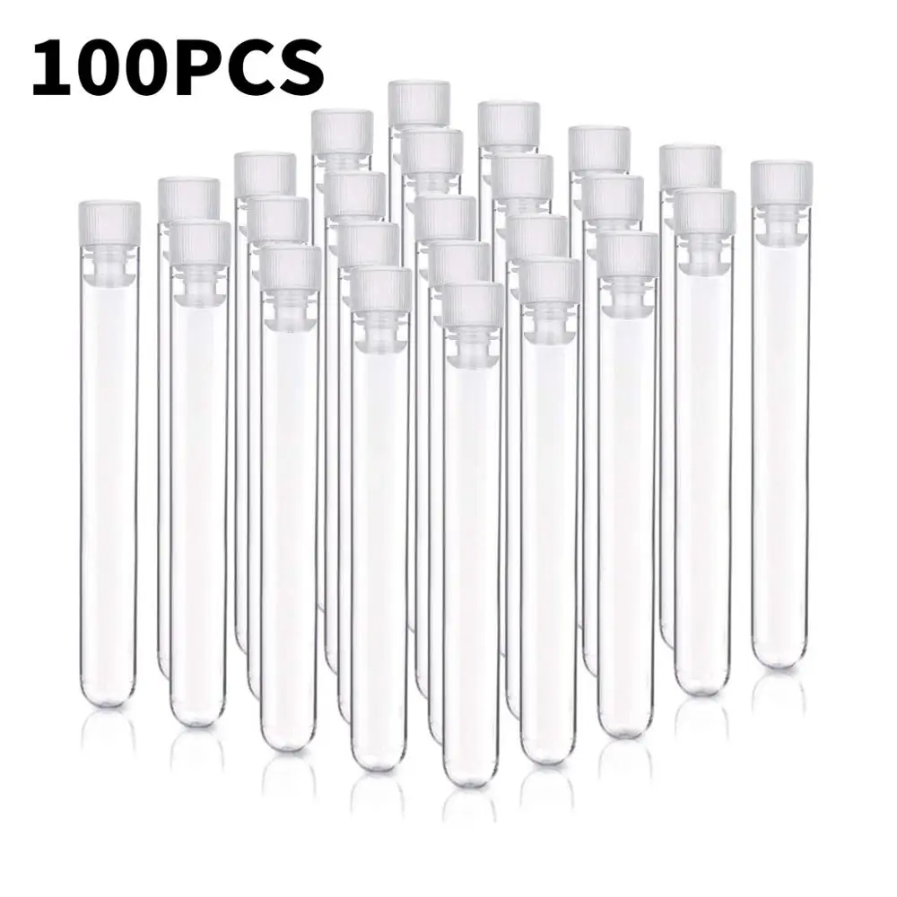 Tubos de Ensaio de Plástico com Tampas para Experimentos Científicos o Dia das Bruxas Christamas os Doces Forma de Armaze Pack Milímetros Limpar U-em 100 13×100