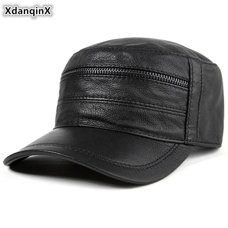 XdanqinX шляпа из натуральной кожи Мужская бейсболка из овечьей кожи Регулируемый размер мужская плоская кепка s Осенняя модная кепка, бейсболка