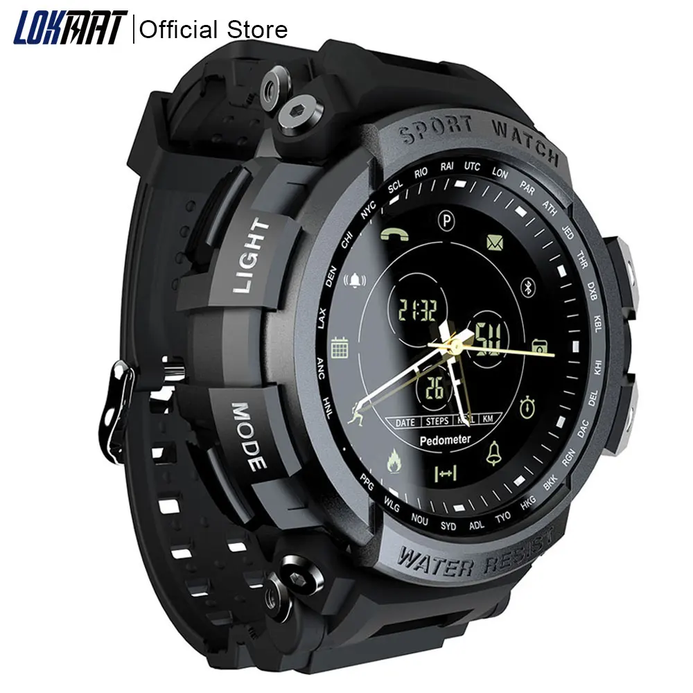 Comprar Nuevo reloj inteligente LOKMAT para deportes 50m impermeable con recordatorio de llamadas Bluetooth para hombres, reloj inteligente para teléfonos ios y Android