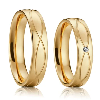 vintage wedding rings for men and women Lovers Alliance 1 pair 18k gold plated jewelry finger promise couple ring marriage