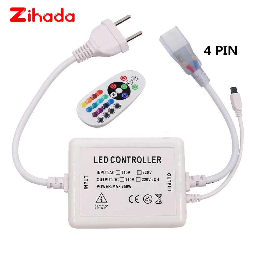 US110V ЕС AU UK 220V led диммер с 24key ИК-пульт дистанционного управления 4pin 750W для 5050 2835 RGB