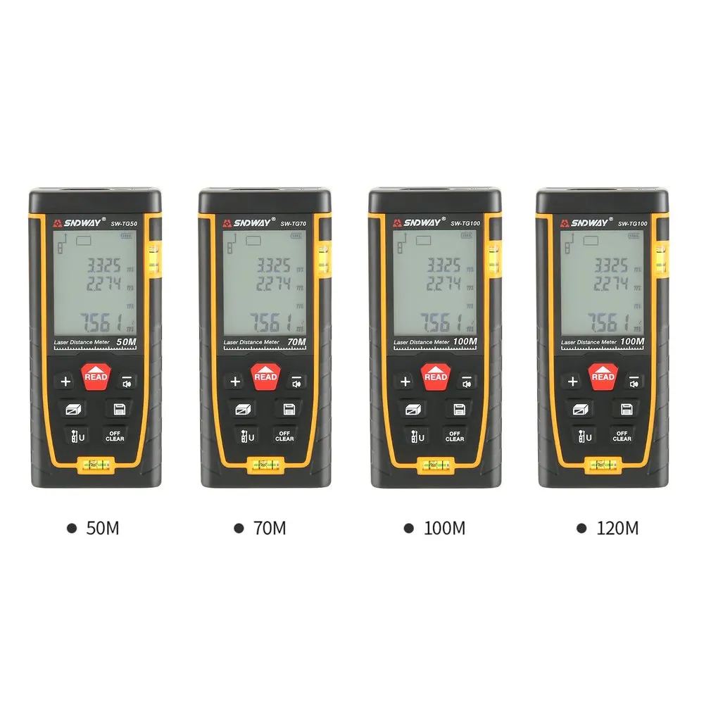SNDWAY Double Horizontal Bubble Rangefinder Laser Distance Meter Range Battery-Powered Hand Tool Device SW-TG50 70 100 120M SNDWAY Double Horizontal Bubble Rangefinder Laser Distance Meter Range Battery-Powered Hand Tool Device SW-TG50 70 100 120M