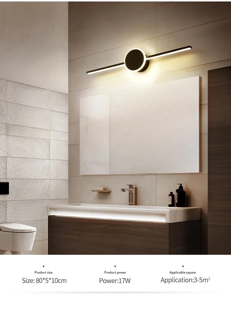 led mirror lamp modern minimalist bathroom bathroom cabinet makeup lamp Nordic bathroom strip wall lamp plug in wall lamp